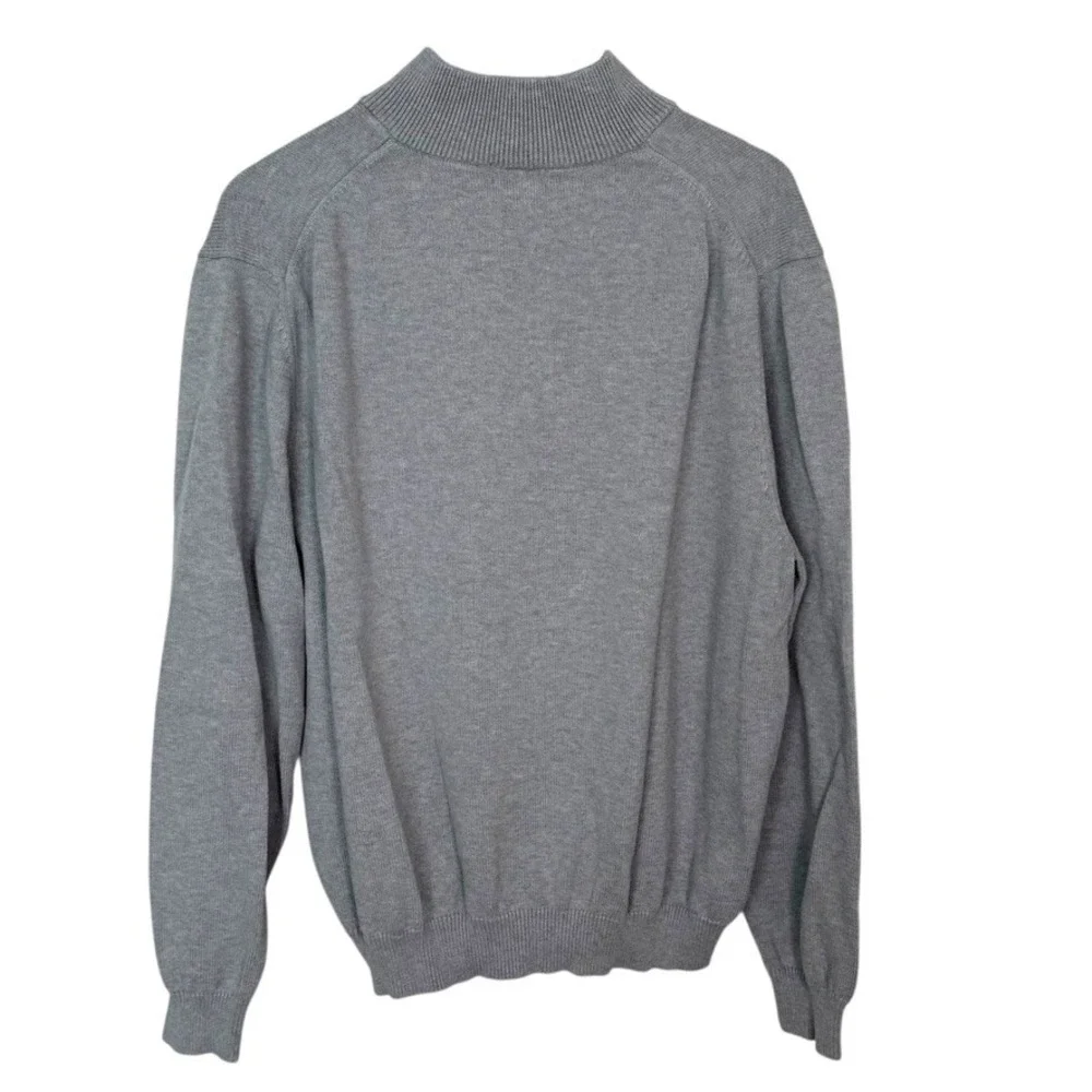 Brooks Brothers 346 Supima Cotton Button Mock Neck Pullover Sweater Mens XL Gray - Picture 2 of 5